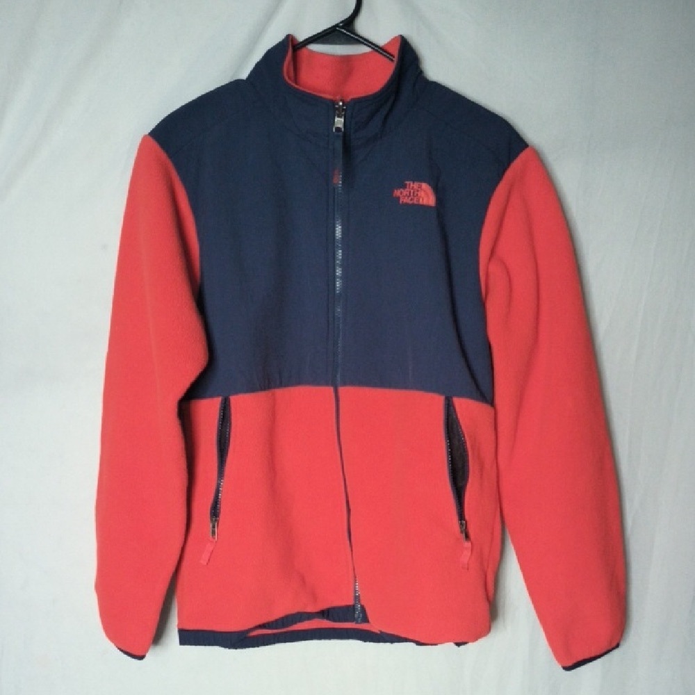 The North Face Boys Orange Navy Full Zip Fleece Jacket 18